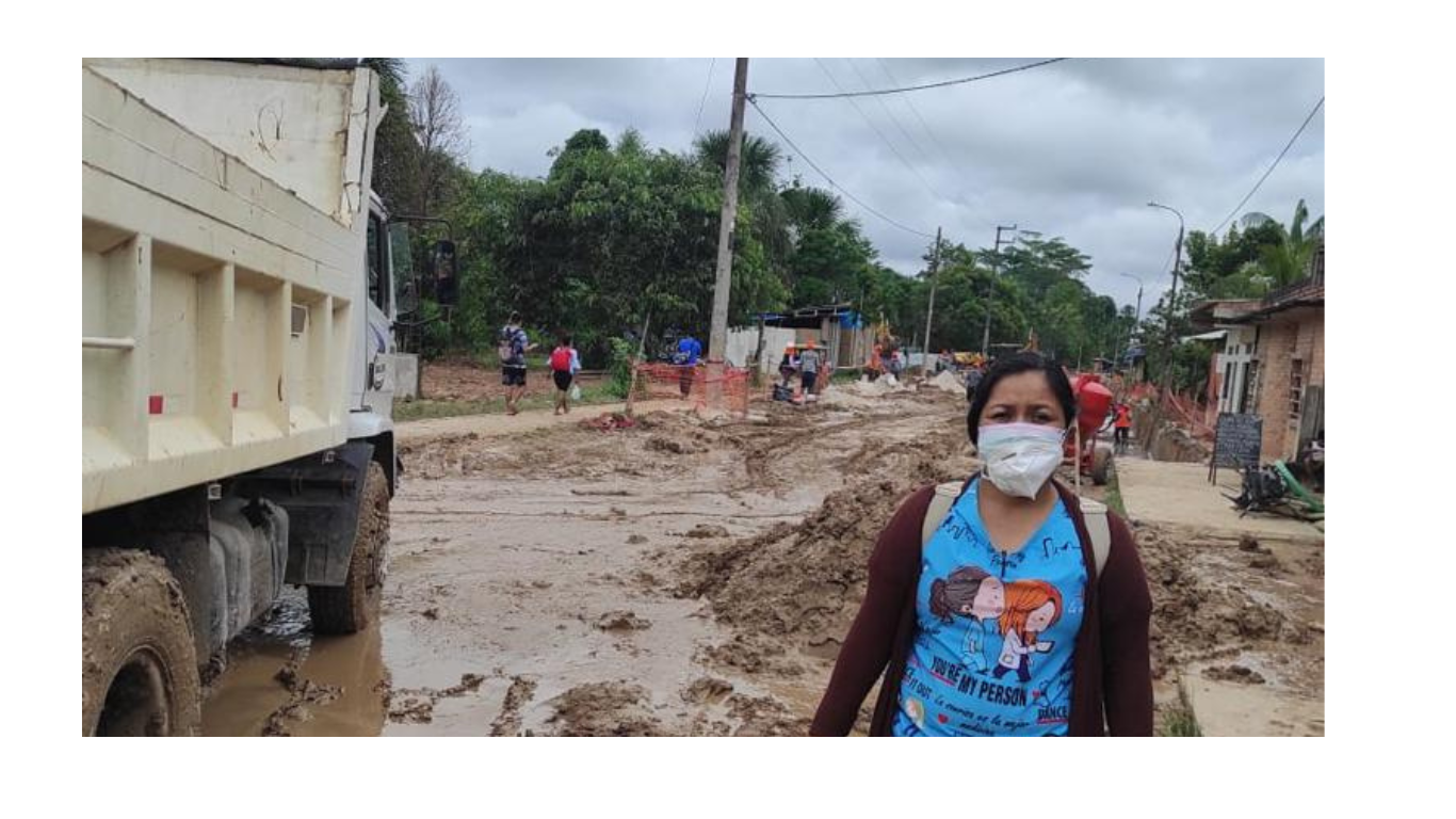 Road conditions for a nurse conducting a home visit for a clinical trial in Peru.